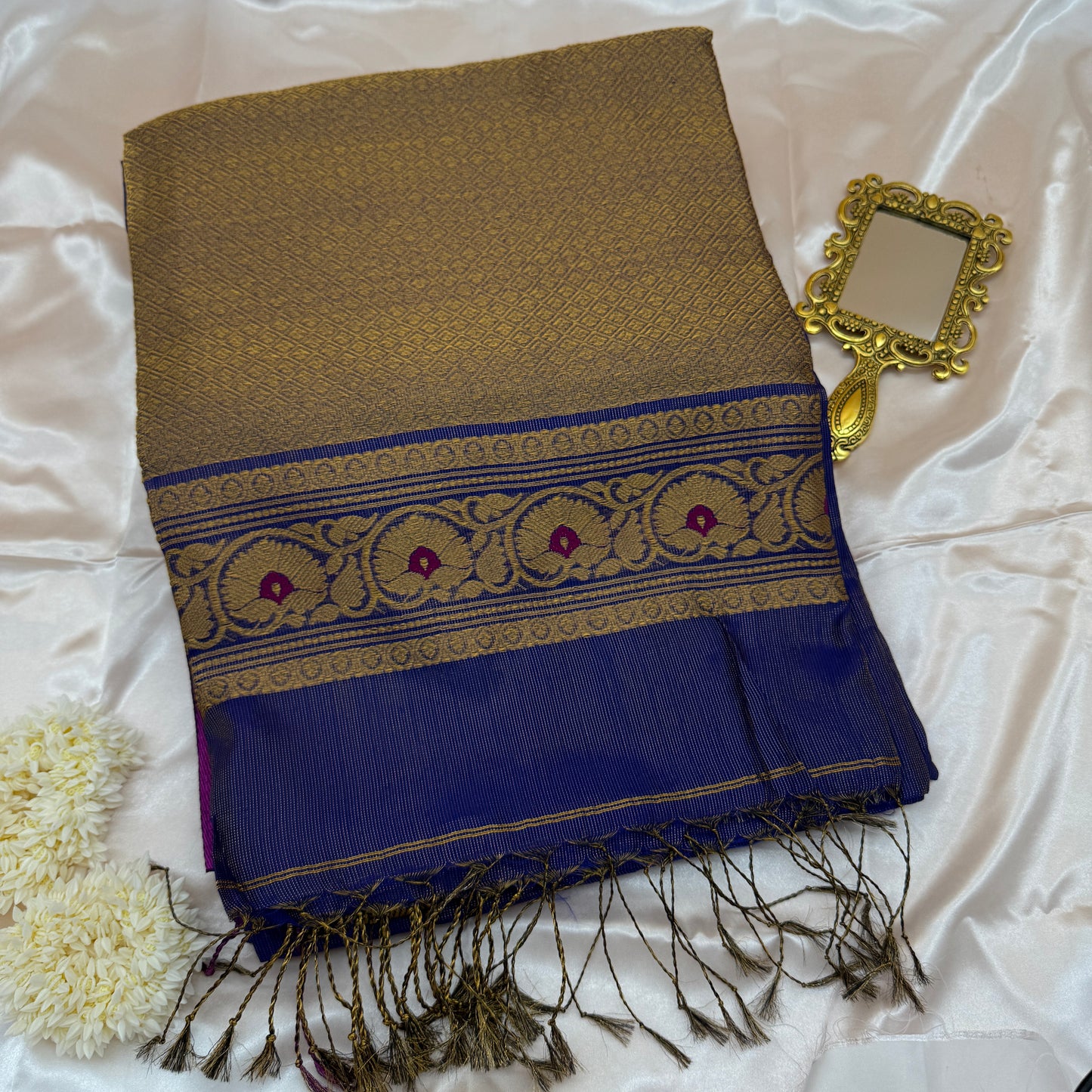Neelkamal: Blue Muslin Tissue Silk Saree