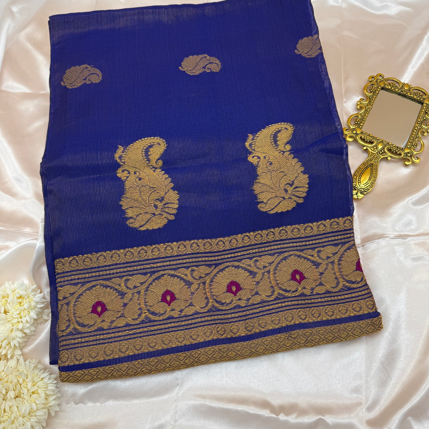 Neelkamal: Blue Muslin Tissue Silk Saree