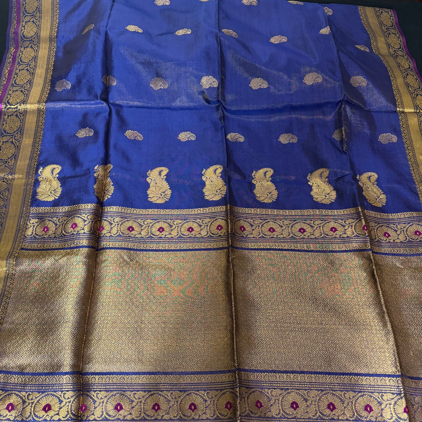 Neelkamal: Blue Muslin Tissue Silk Saree