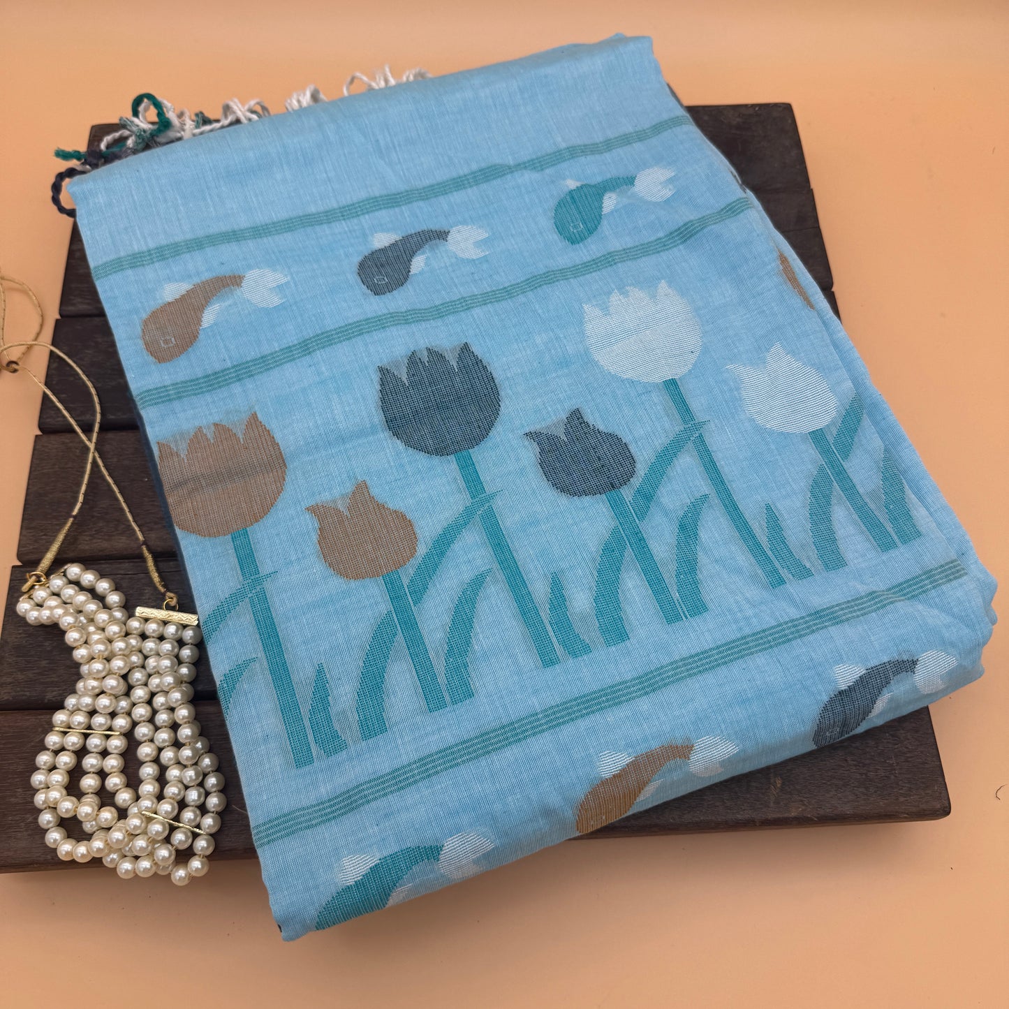 Langon Love: Blue Cotton Saree with Manipuri motifs