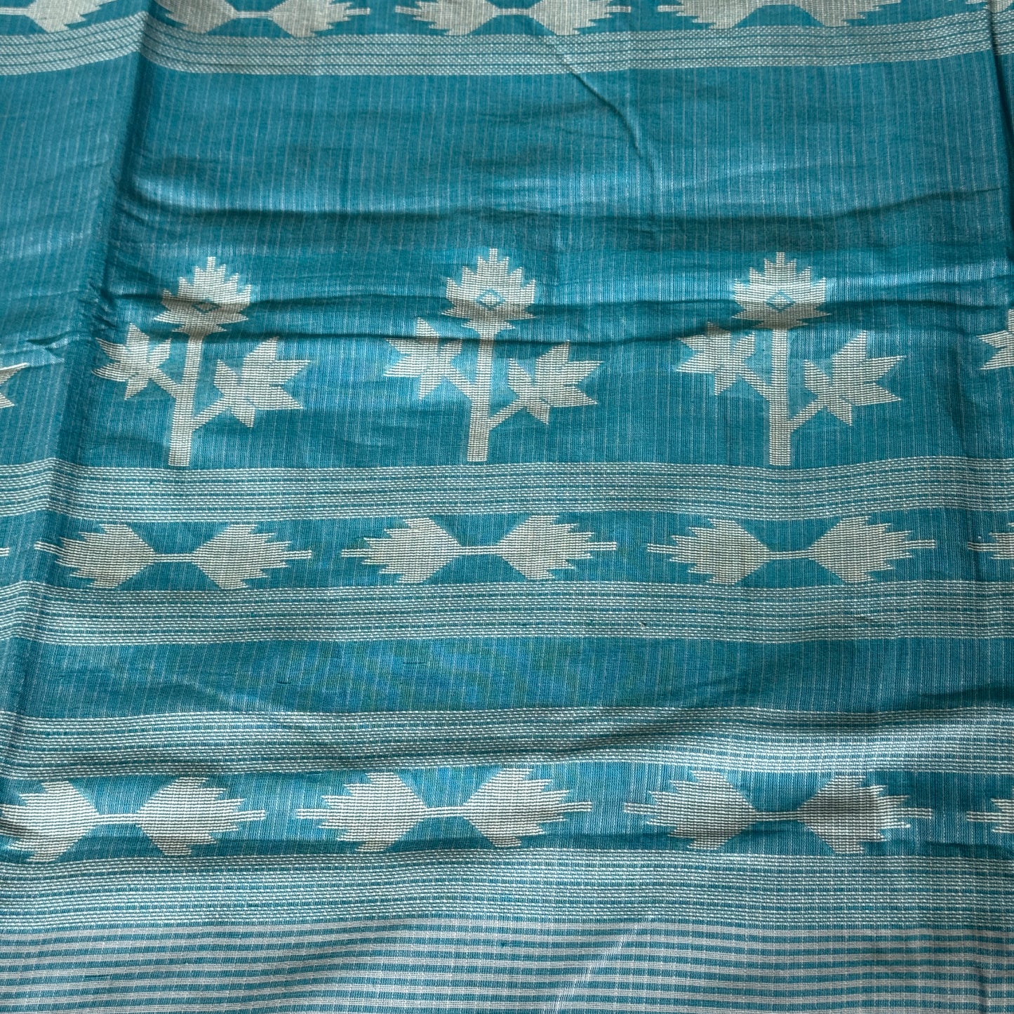 Neel Tara: Blue Cotton Saree with Jamdani Motifs