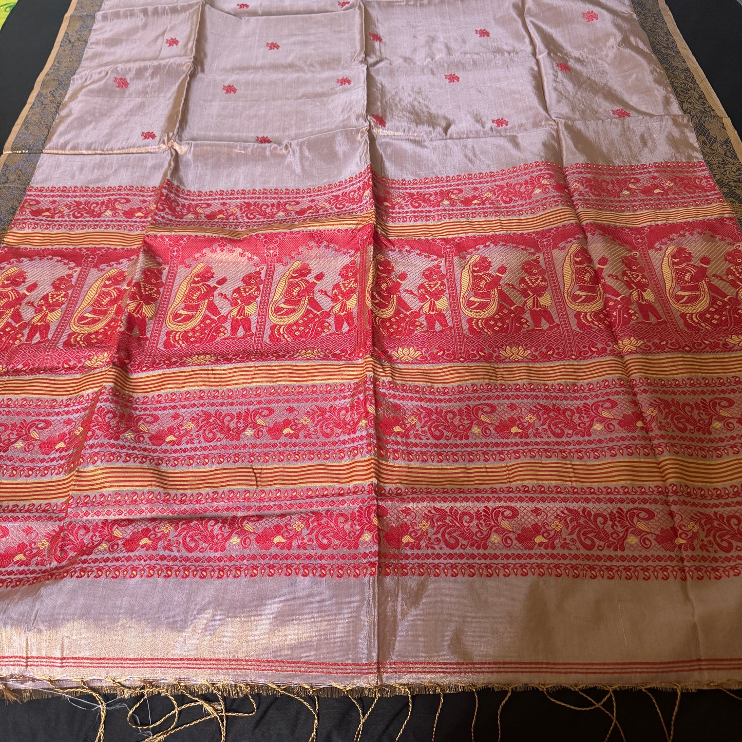 Raag-Rang: Gold Tissue Silk Baluchari Saree