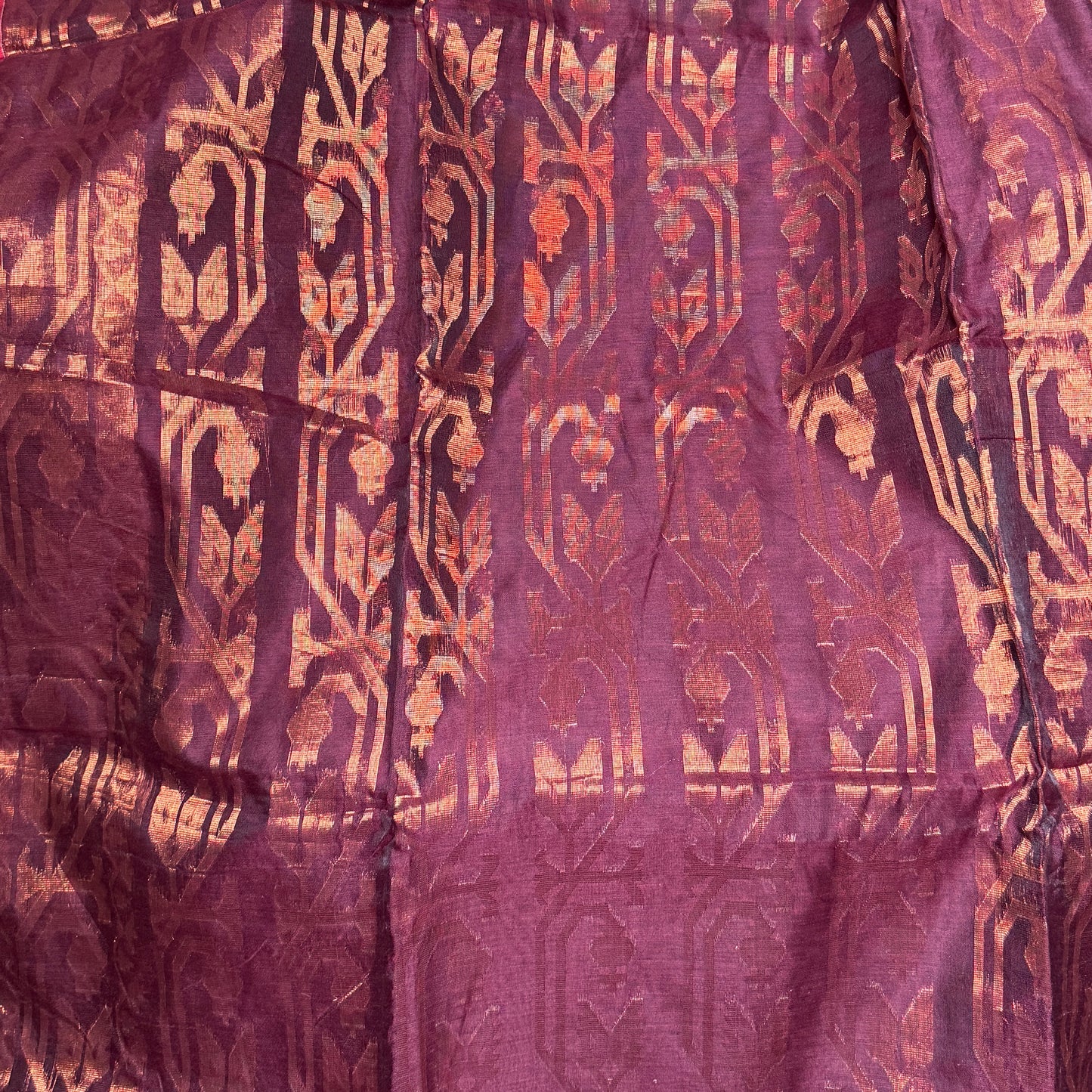 Gulnaar: Maroon Silk-Cotton Saree with Zari motifs