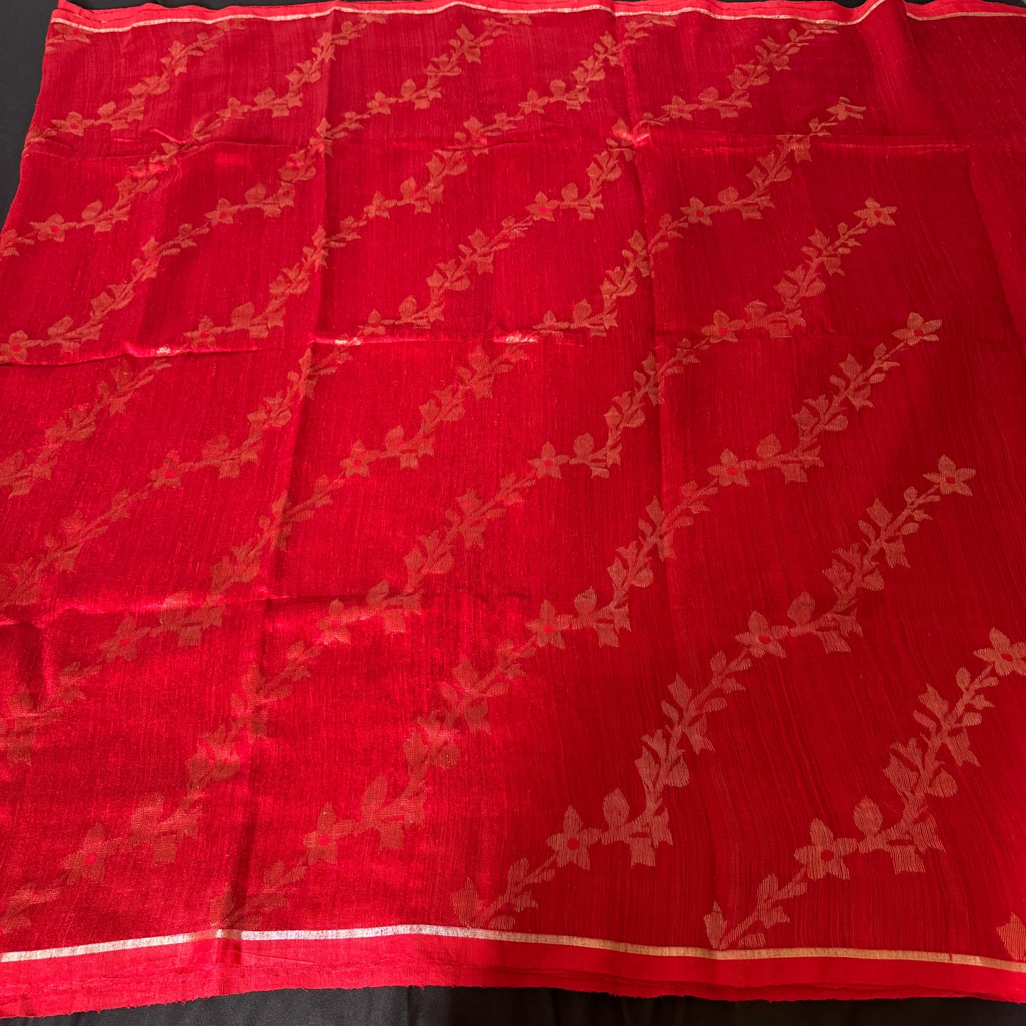 Raktakamal: Red Handwoven Matka Silk Saree