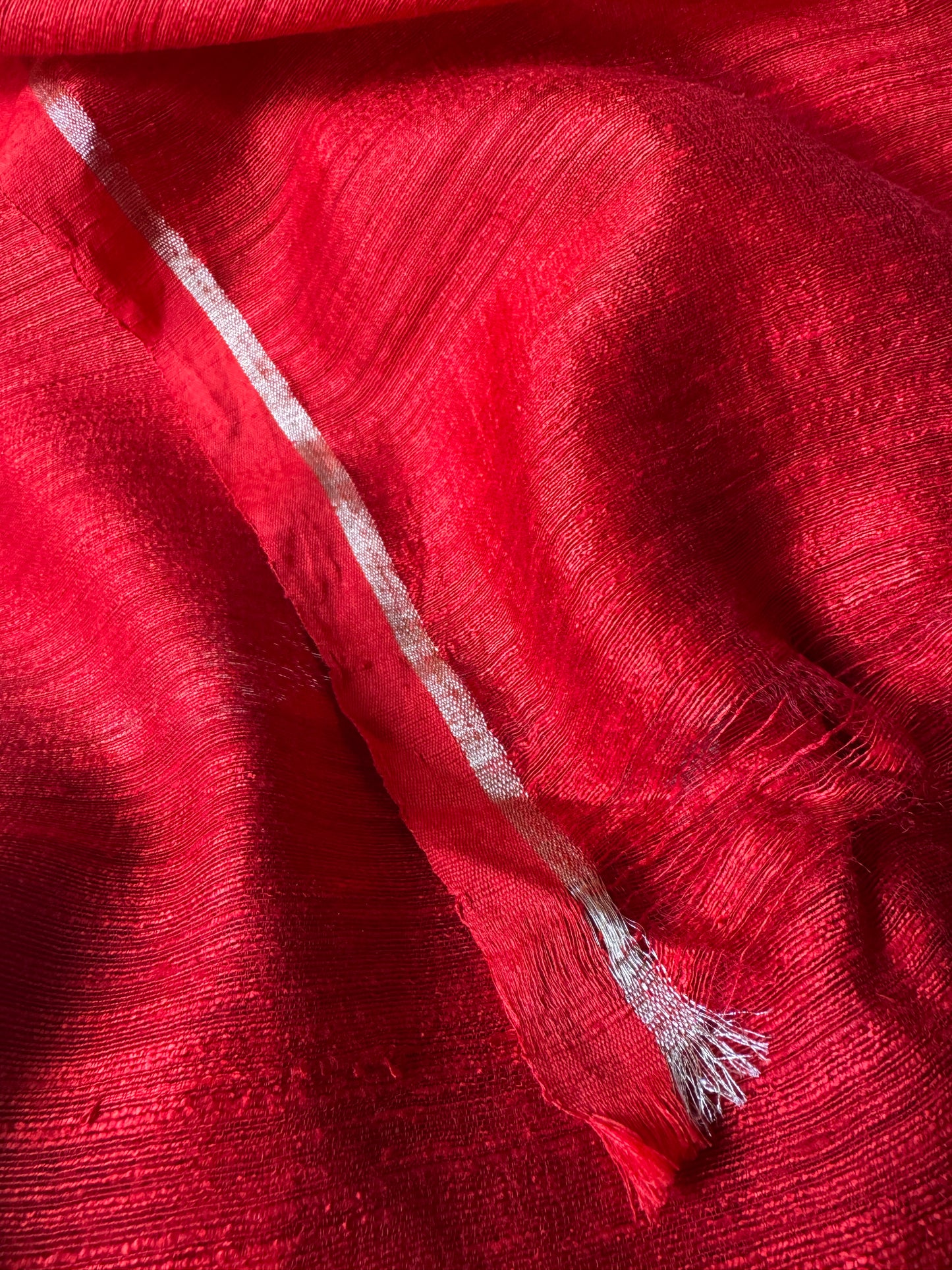 Raktakamal: Red Handwoven Matka Silk Saree