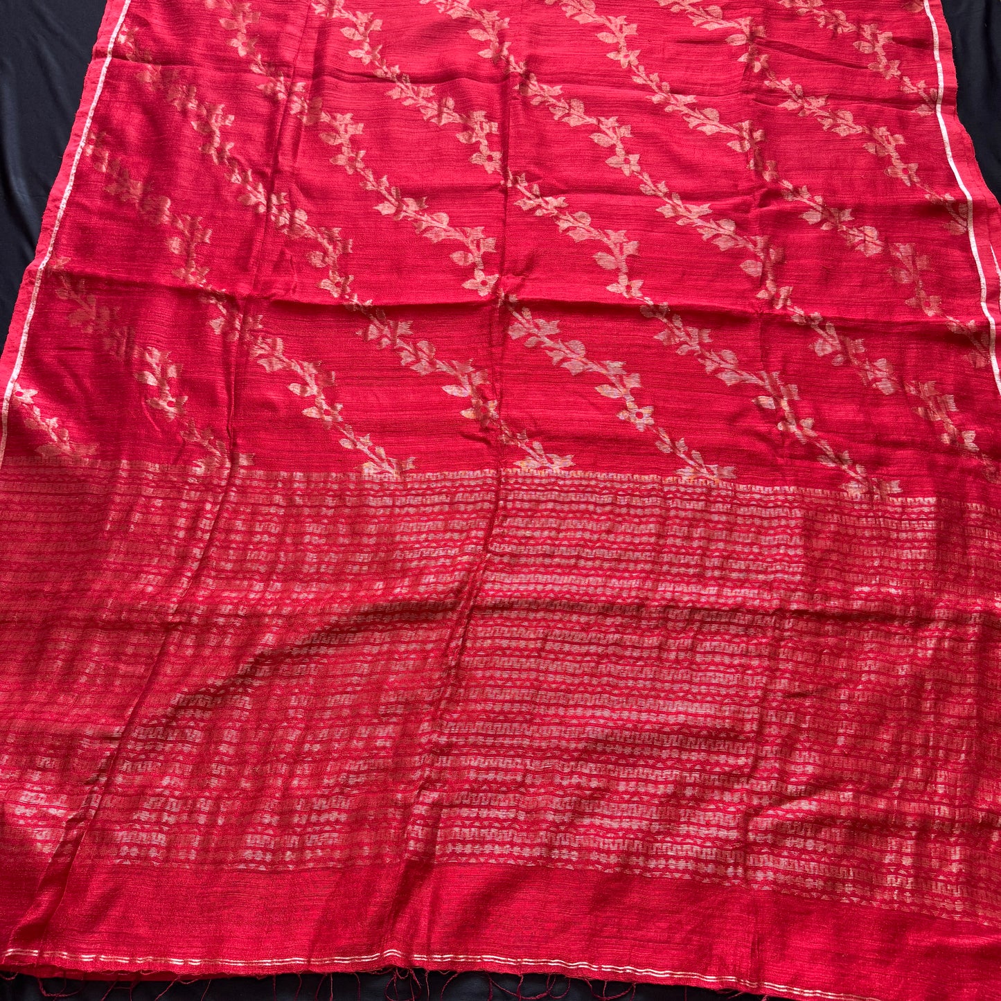 Raktakamal: Red Handwoven Matka Silk Saree
