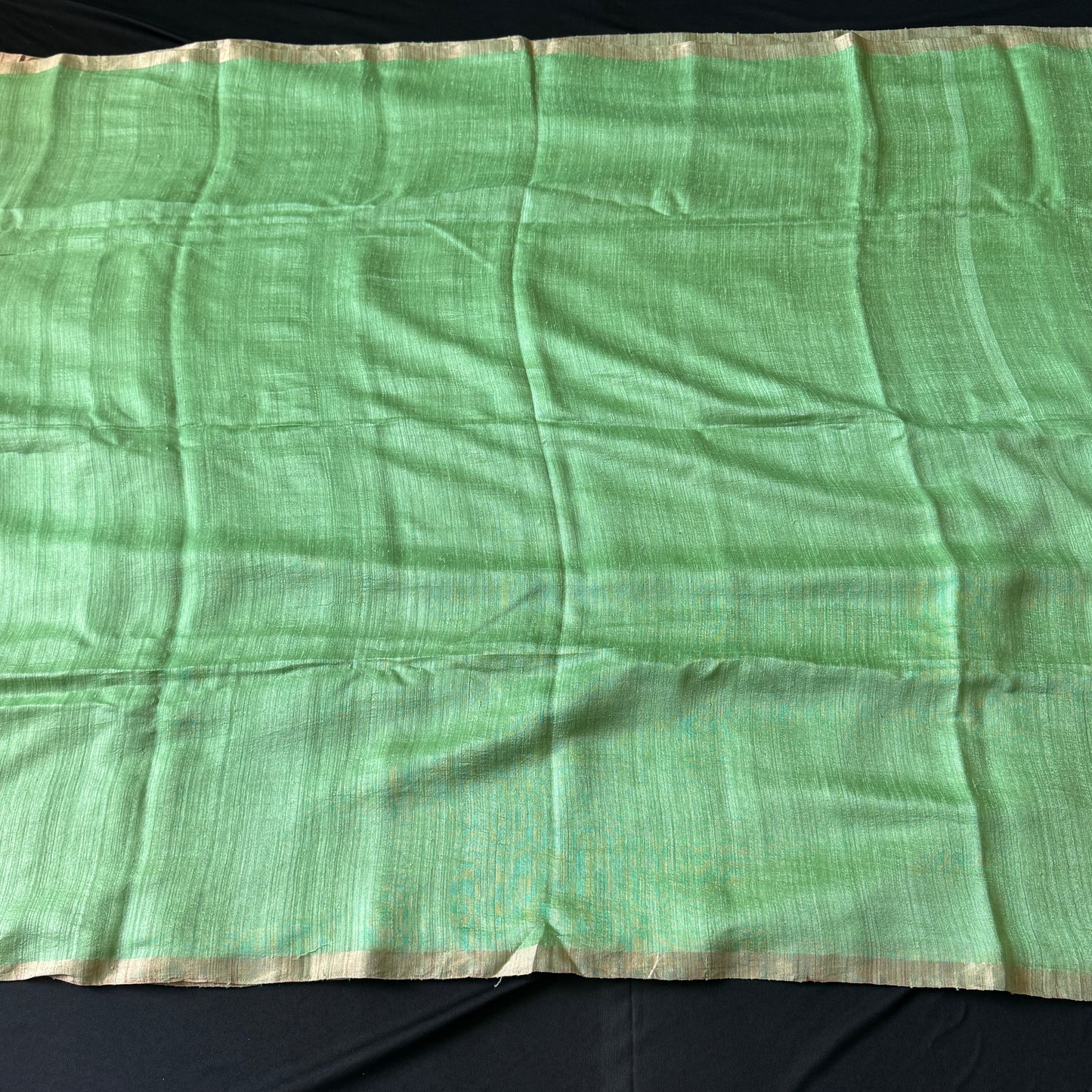 Chandrakamolini: Green Handwoven Matka-Muslin Saree