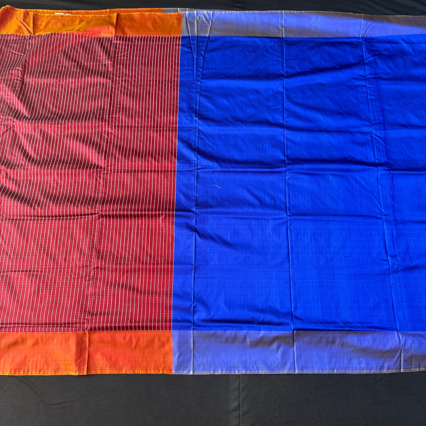 Rangrekha: Multicolored Katan Silk Saree