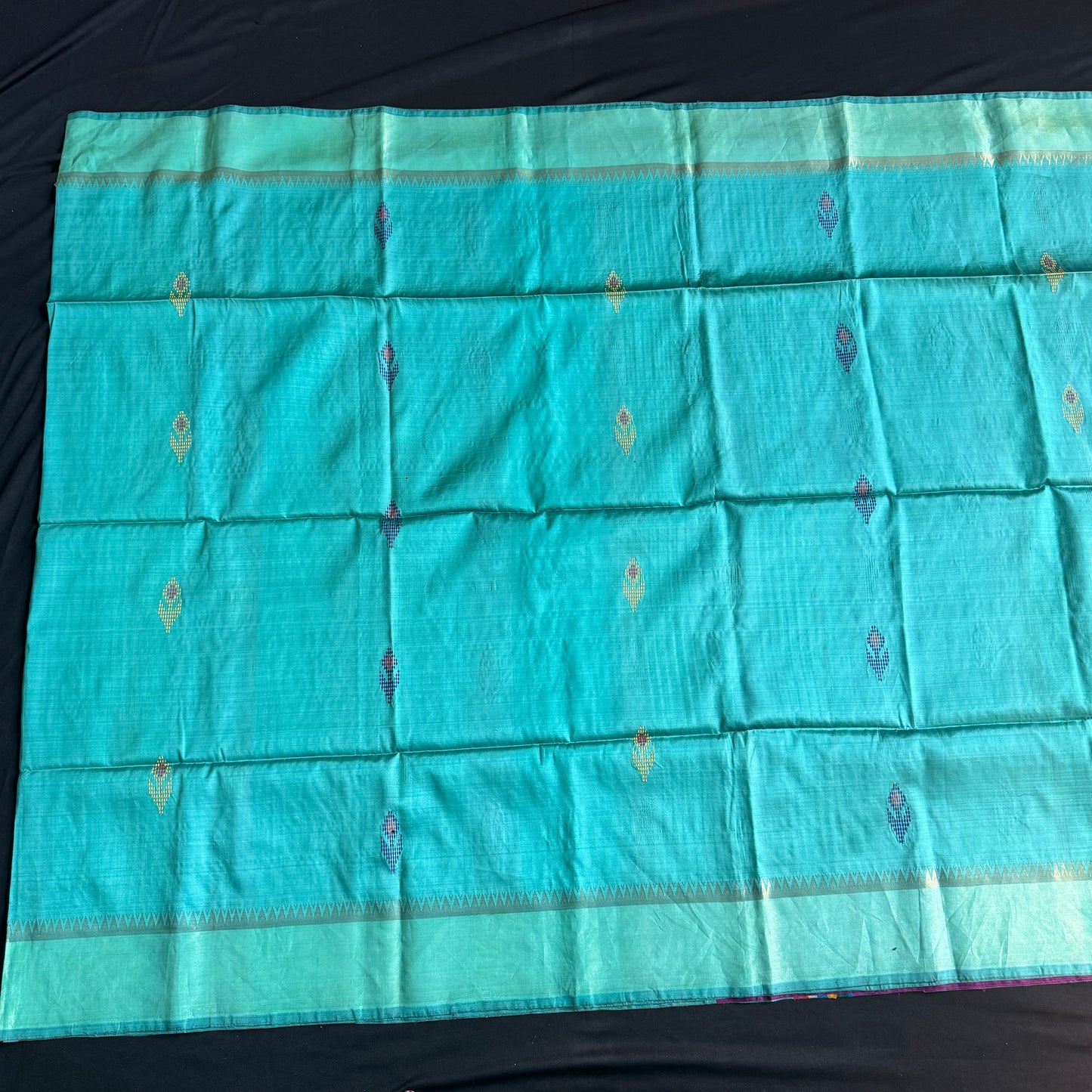 Projapoti: Green and Magenta Katan Silk Saree