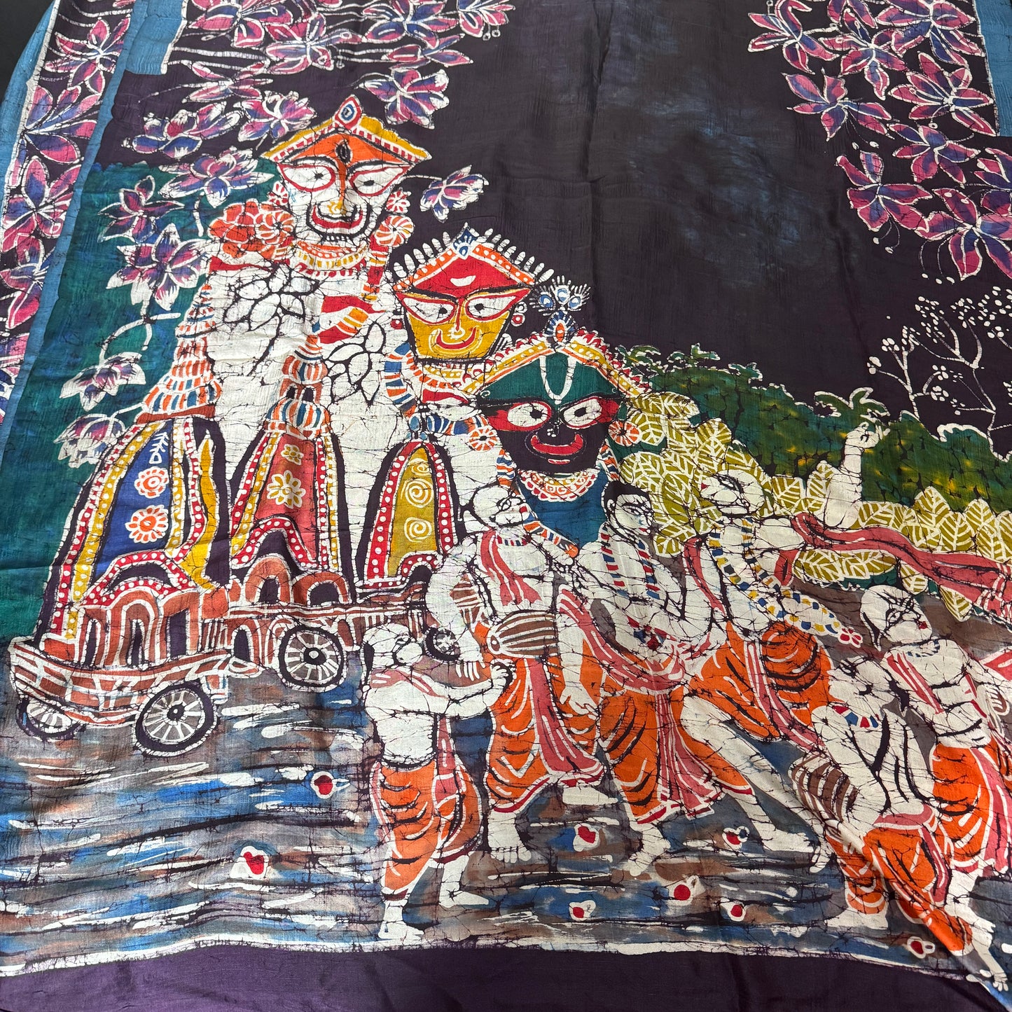 Rath Yatra: Navy Batik Silk Saree