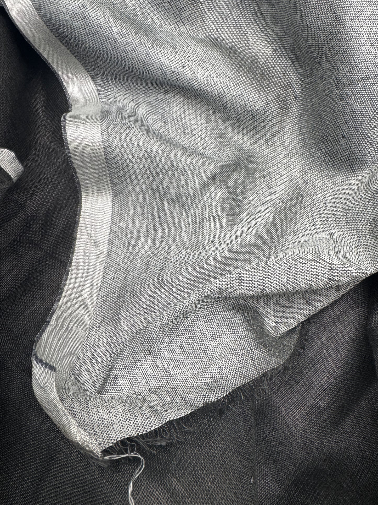 Midnight Meadow: Black Linen Embroidered Saree