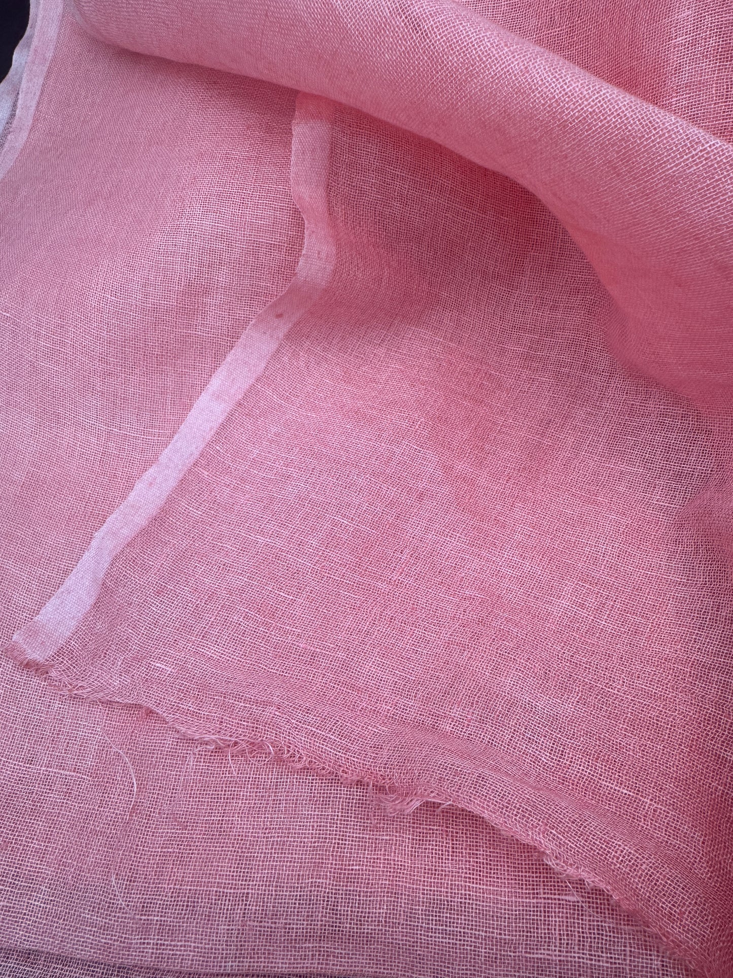 Rose Garden: Pink Embroidered Linen Saree