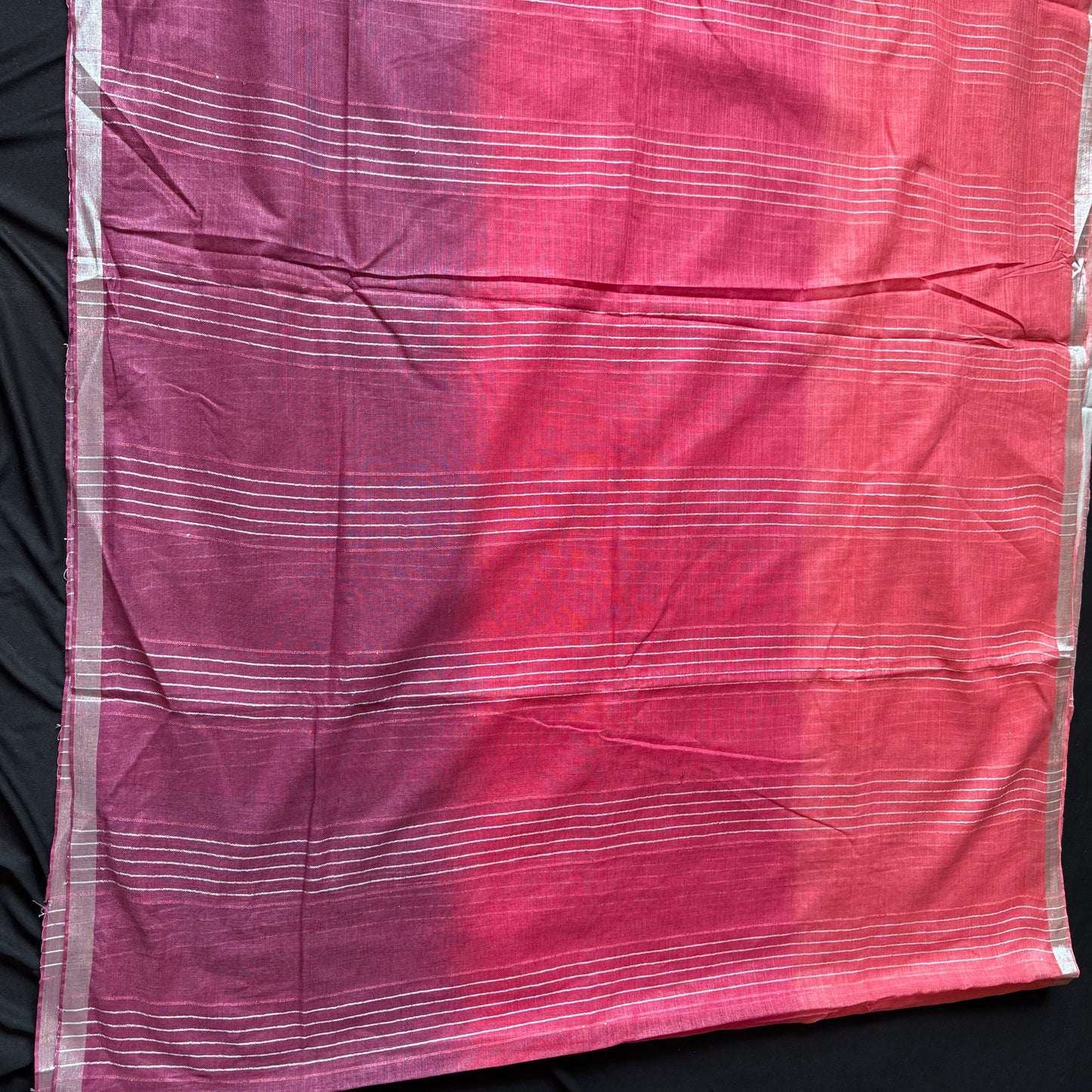 Rose Garden: Pink Ombre Linen Saree with Sequins