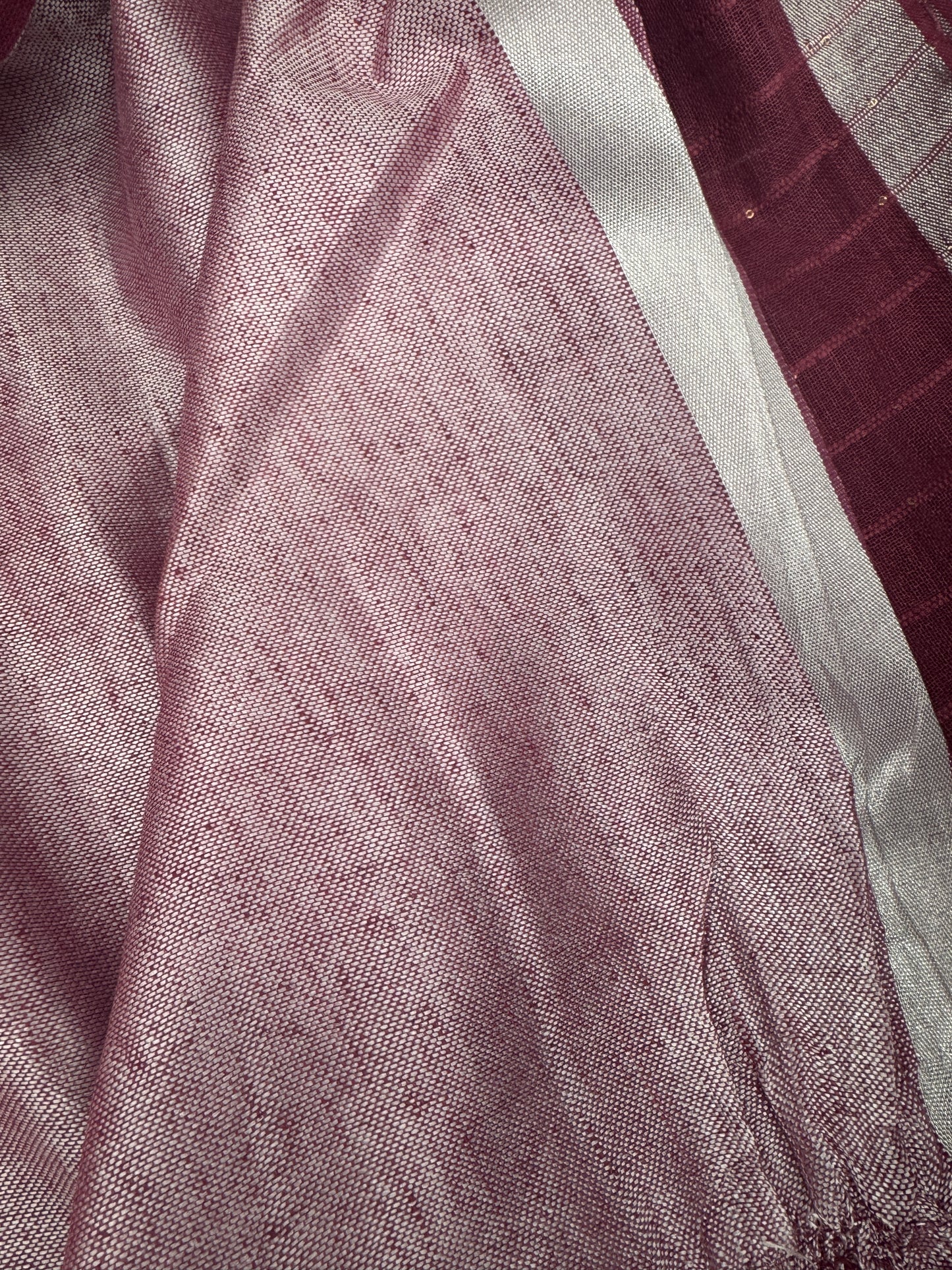 Rose Garden: Pink Ombre Linen Saree with Sequins
