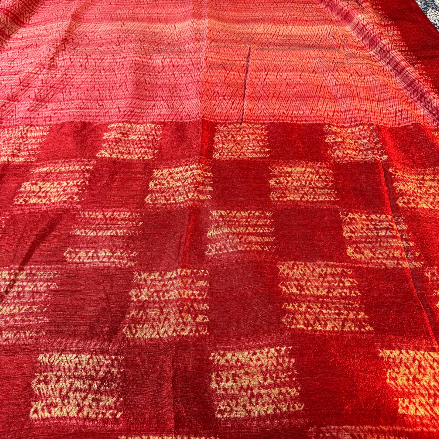 Rudrapriya: Red Matka Silk Saree with Shibori Dye and Sequins