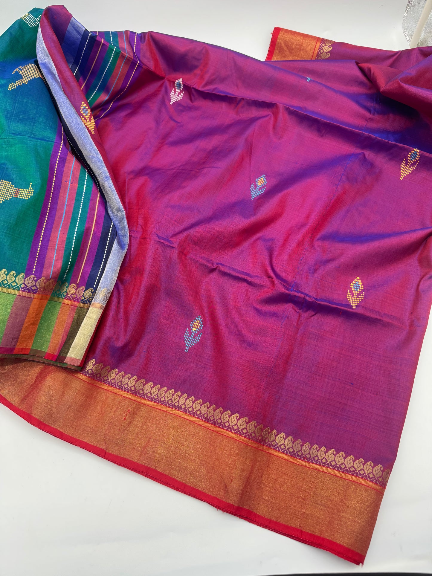 Anusha: Purple Handwoven Katan Silk Saree