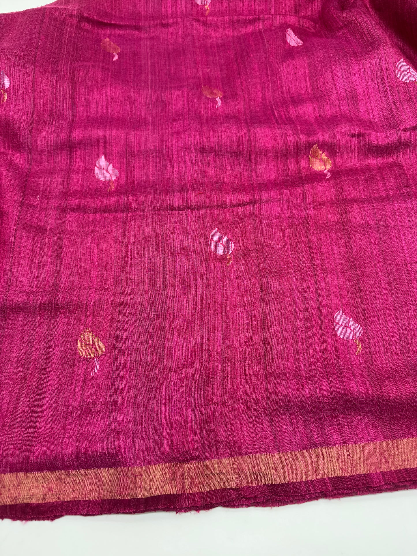 Avni: Pink Handwoven Tussar Silk Saree