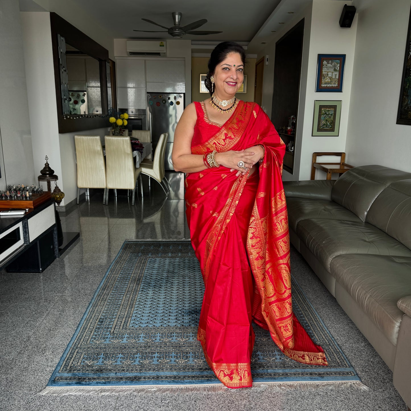 Regalia: Red Baluchari Silk Saree