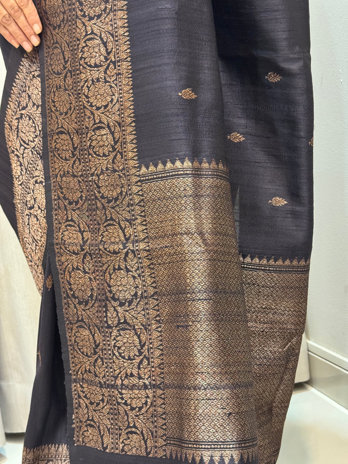 Ragini: Black Silk Saree with Contrast Red Blouse