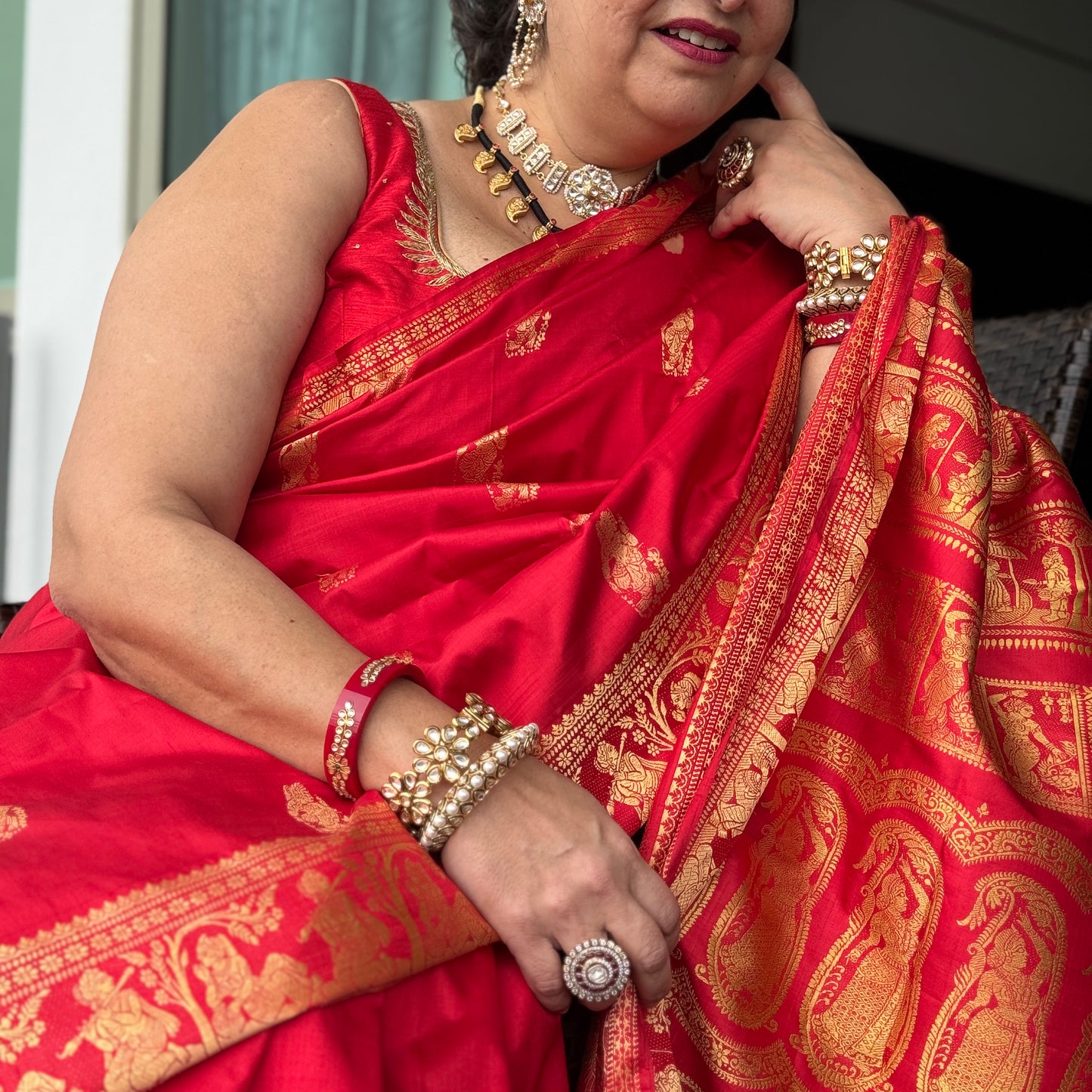 Regalia: Red Baluchari Silk Saree