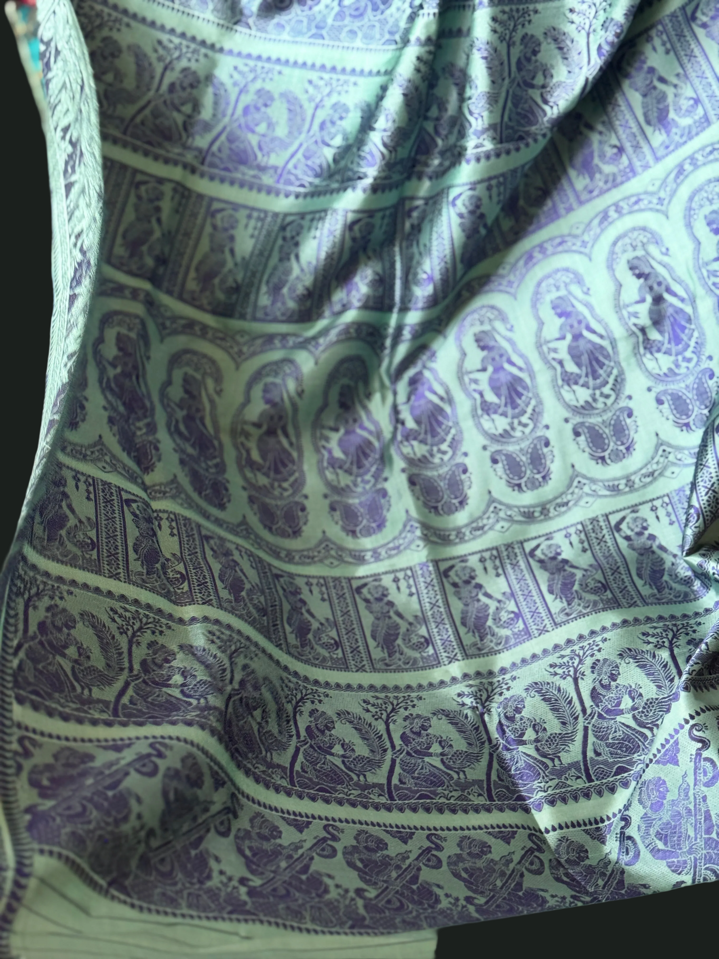 Amrita: Green Handwoven Katan Silk Baluchari Saree