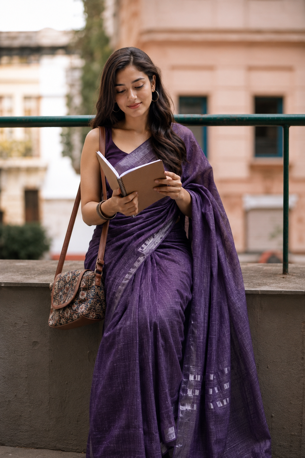 Anvika: Purple Linen Saree