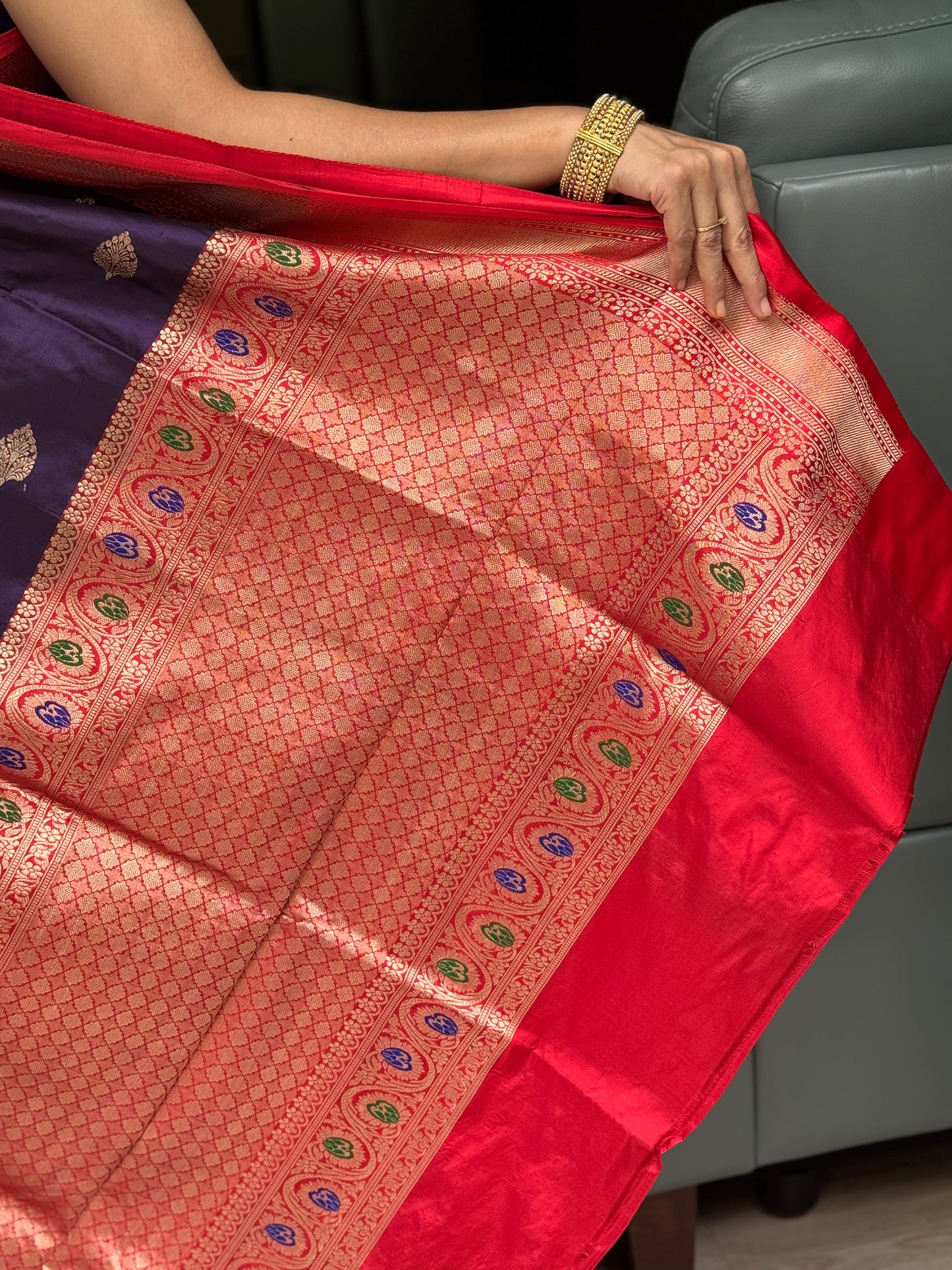 Rajnigandha: Purple Handwoven Banarasi Silk Saree