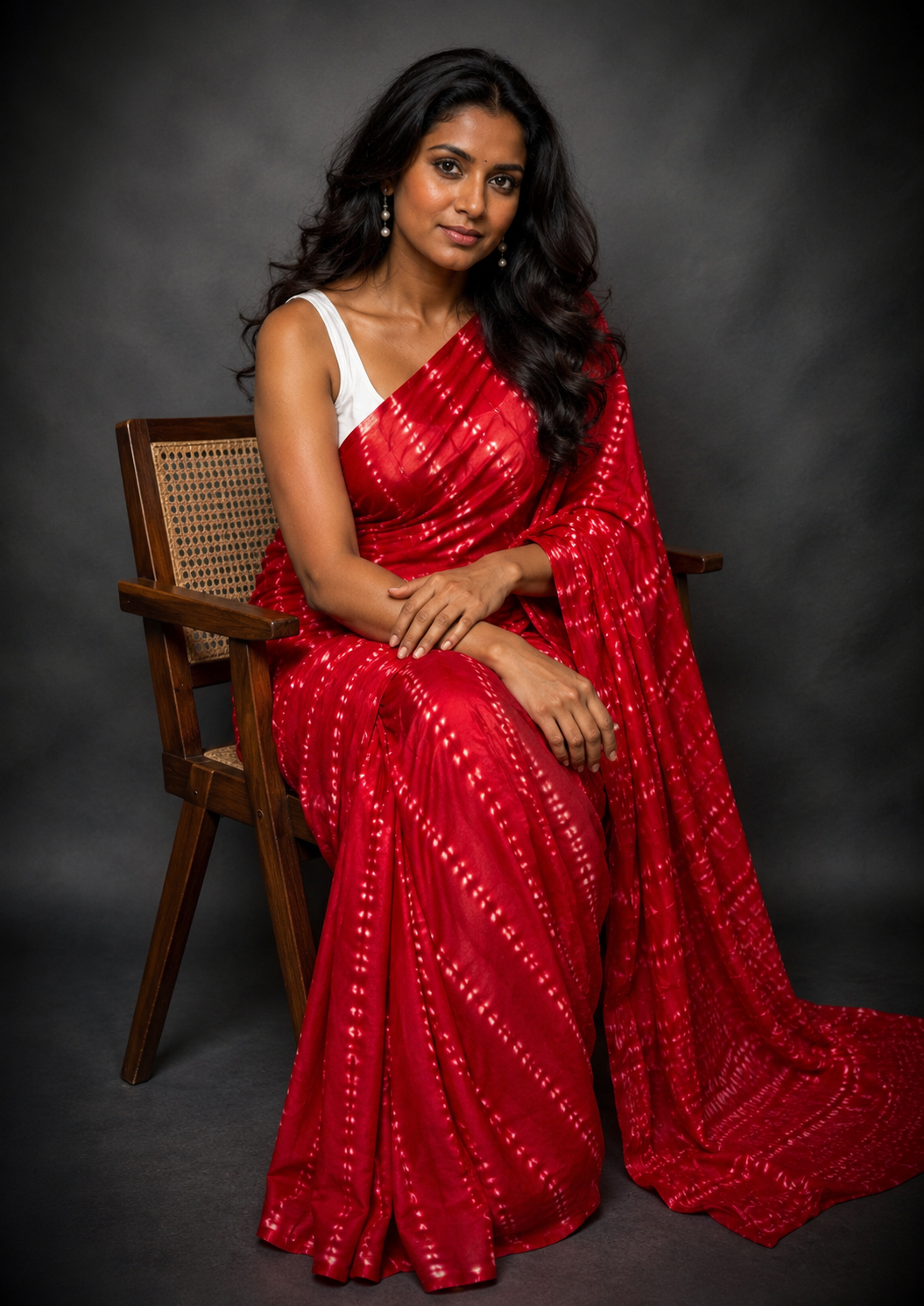 Ketaki: Red Cotton Bandhni Saree