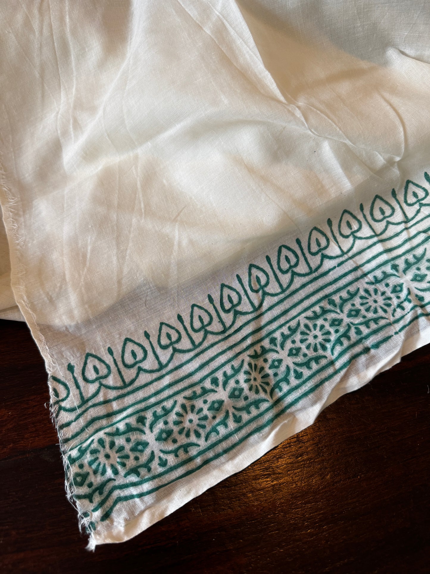 Trisha: White Cotton Sanganeri Block Print Saree