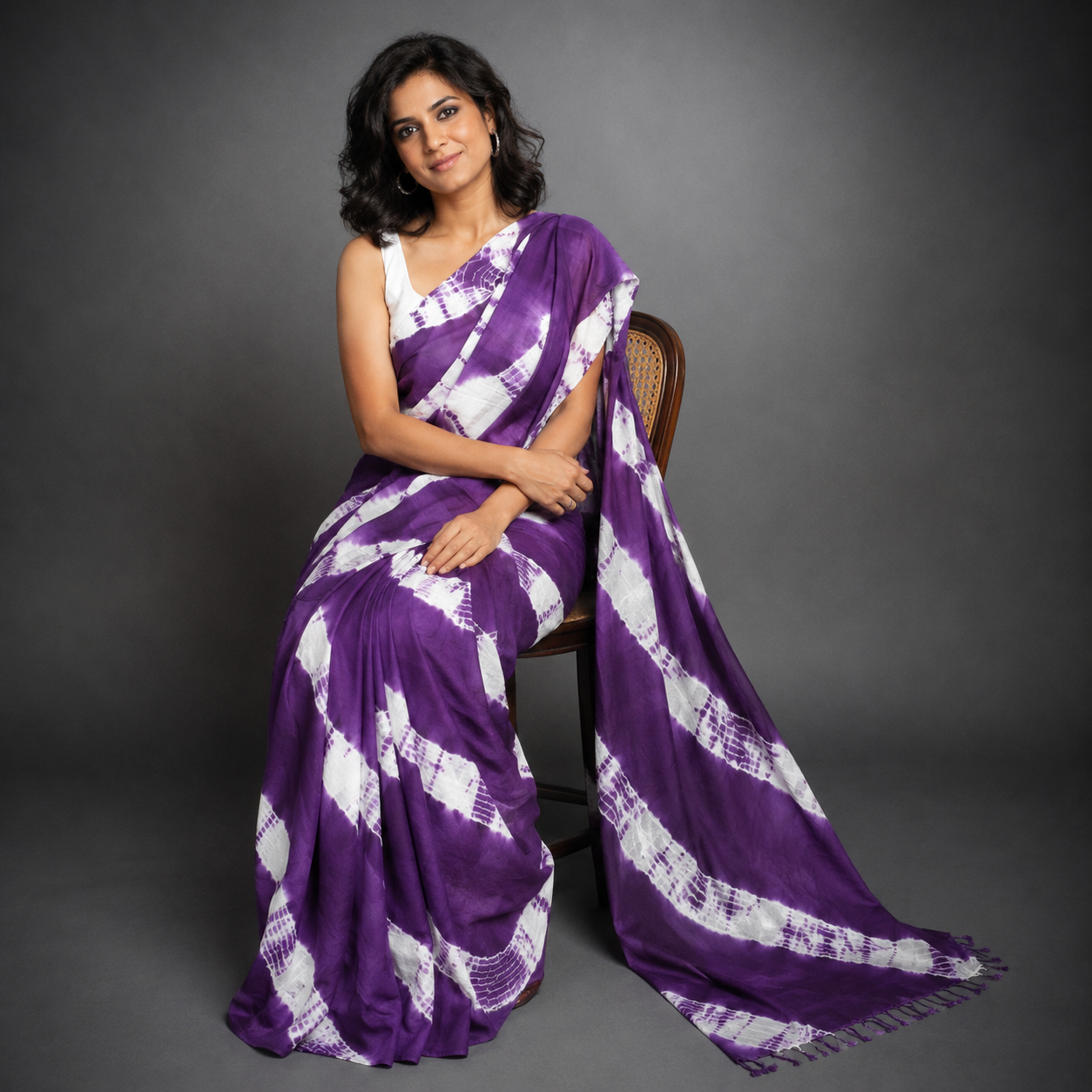 Koyel: Purple Cotton Bandhni Saree