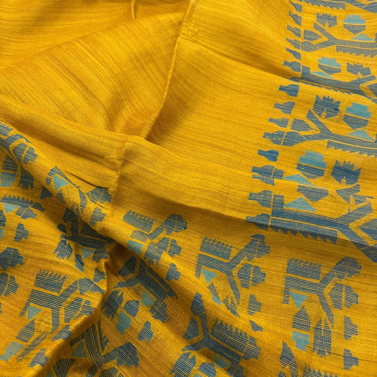 Sonar Tara: Yellow Matka Silk Saree with Green Jamdani Motifs