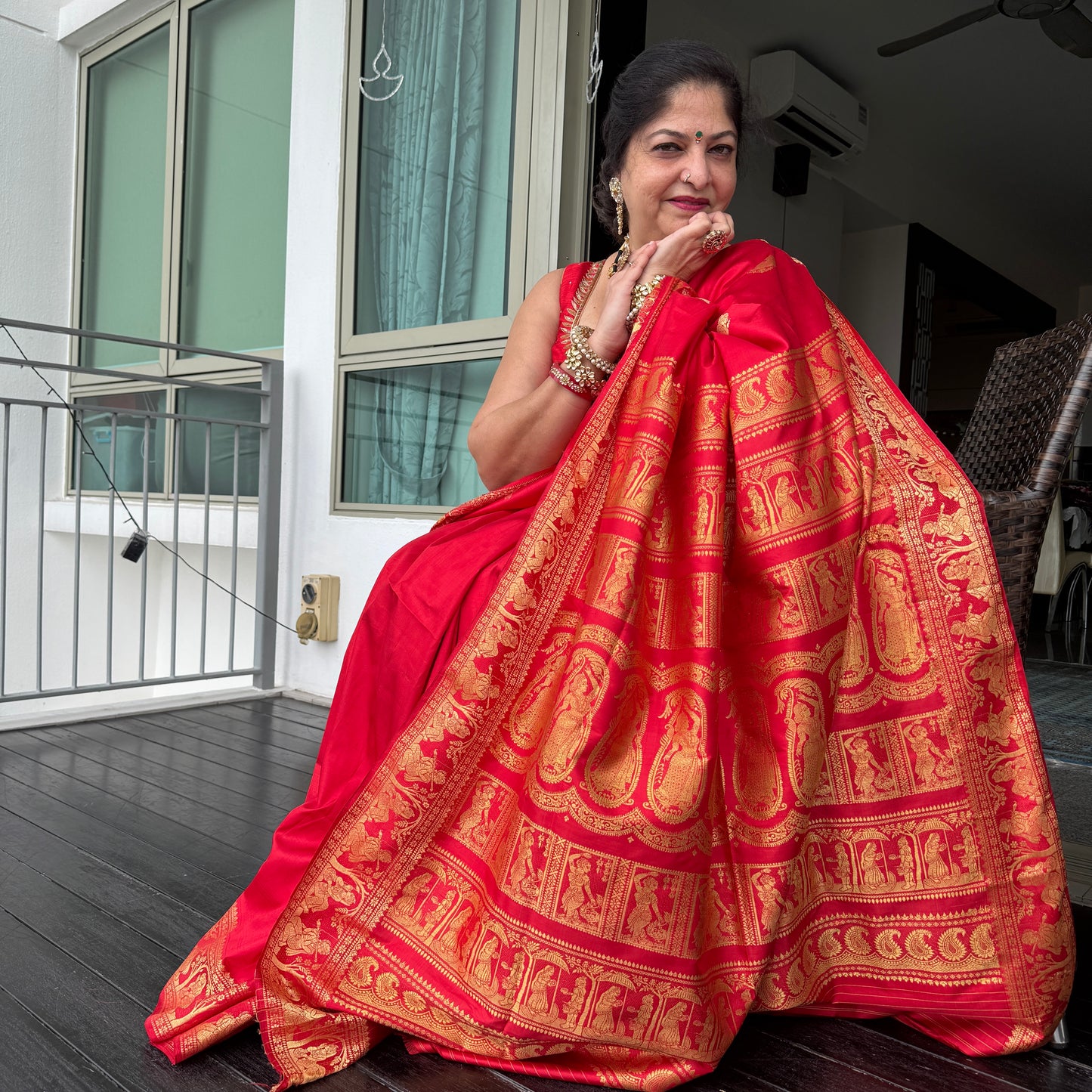 Regalia: Red Baluchari Silk Saree