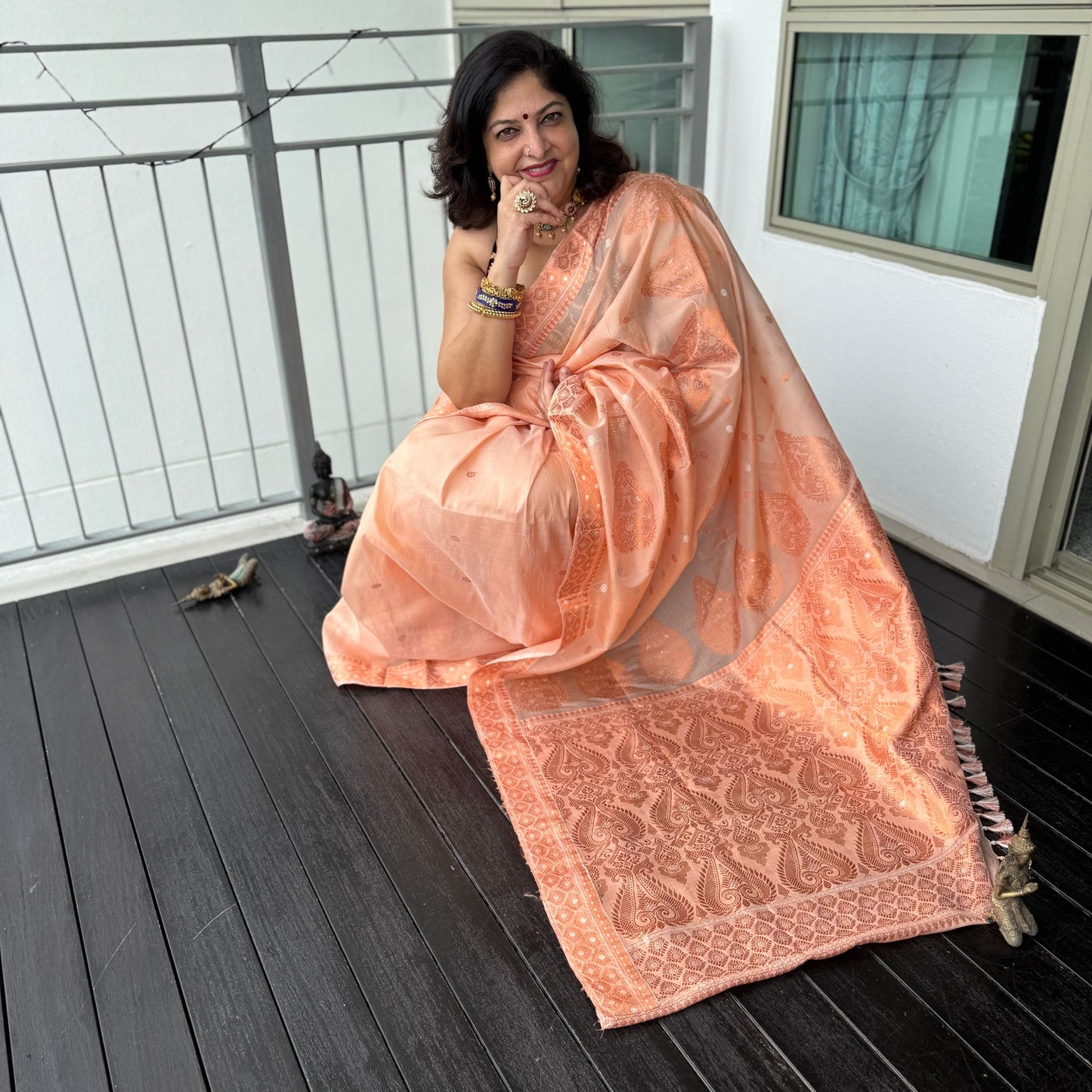 Peach Kesapat Silk Saree