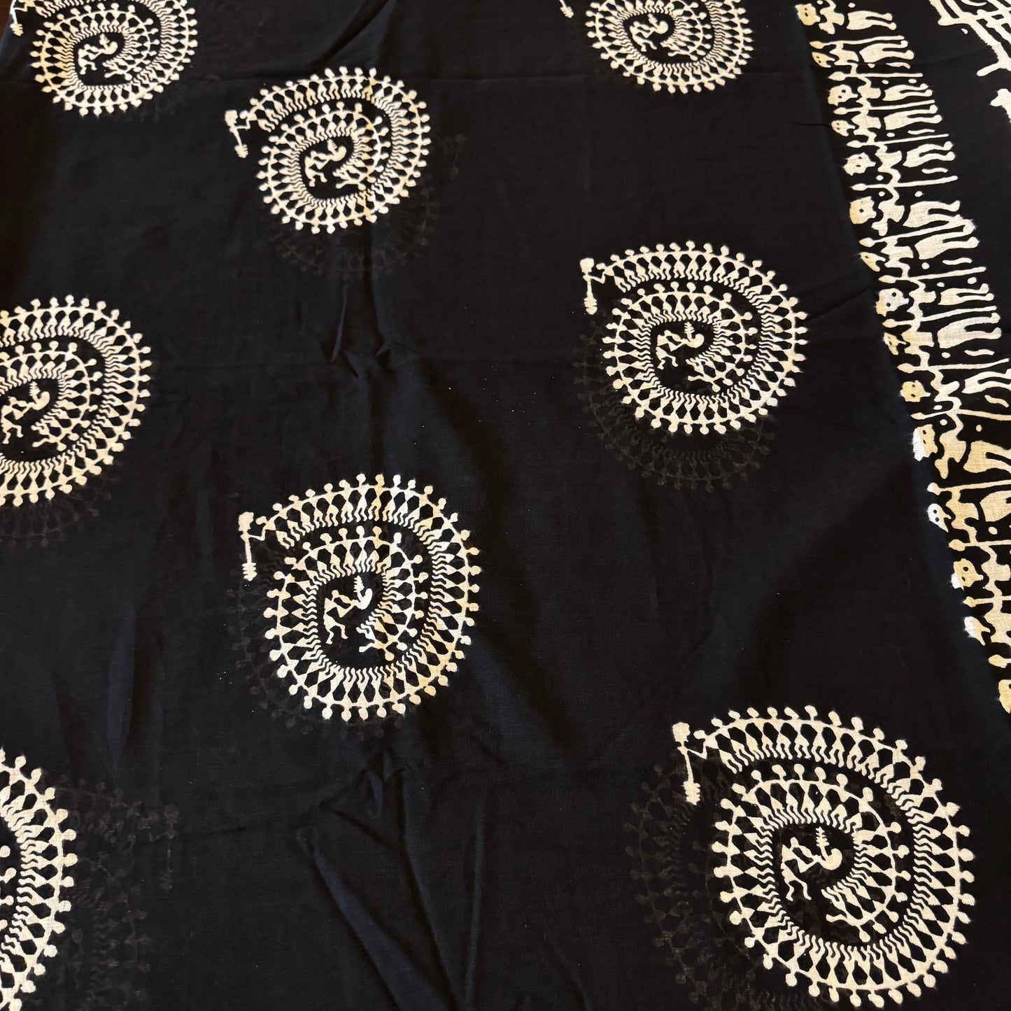 Madhurima: Black Cotton Sanganeri Block Print Saree