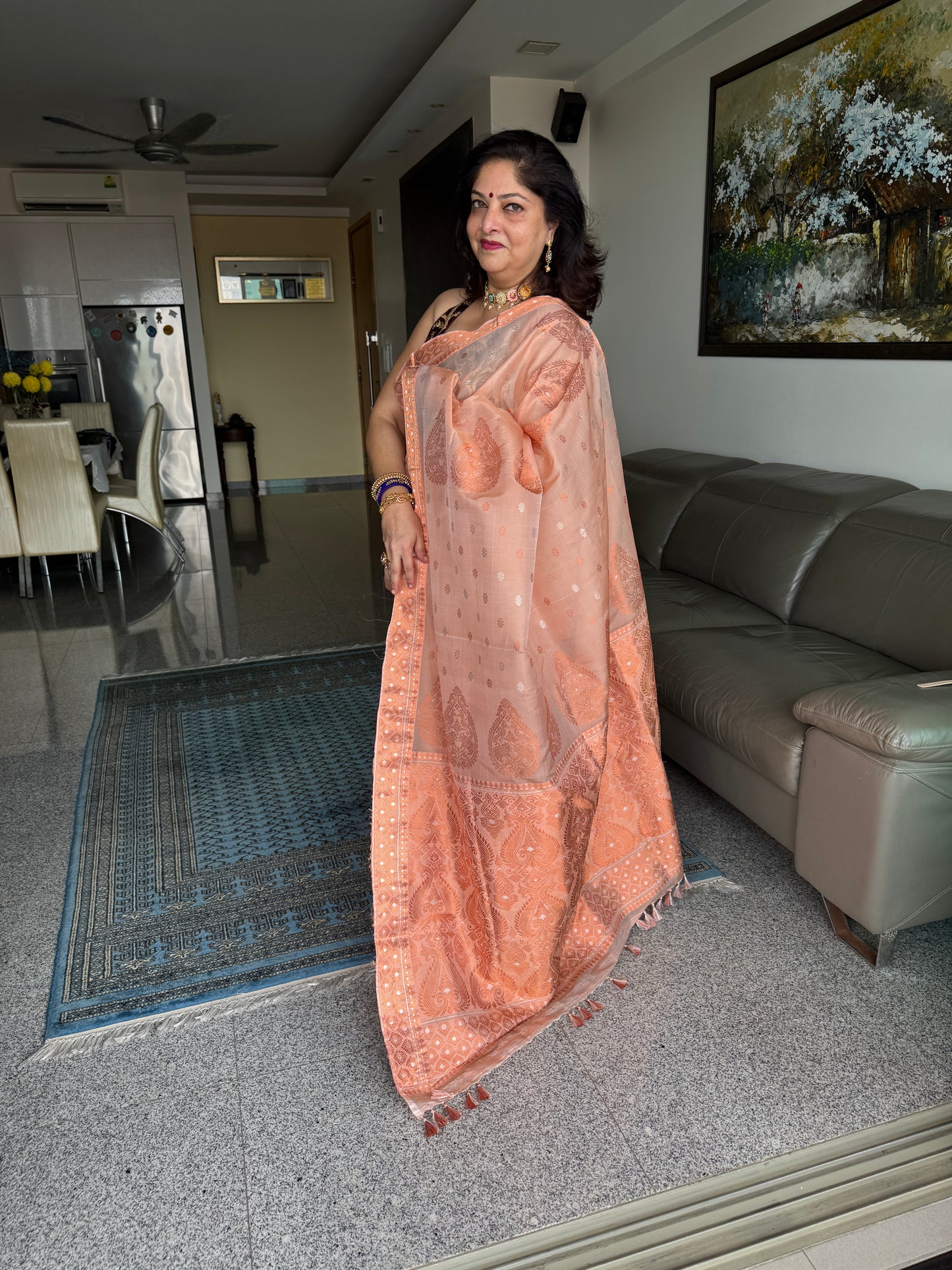 Peach Kesapat Silk Saree