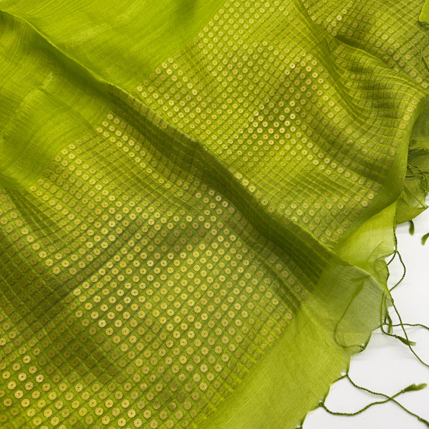 Haritala: Green Tussar Silk Saree with Sequins