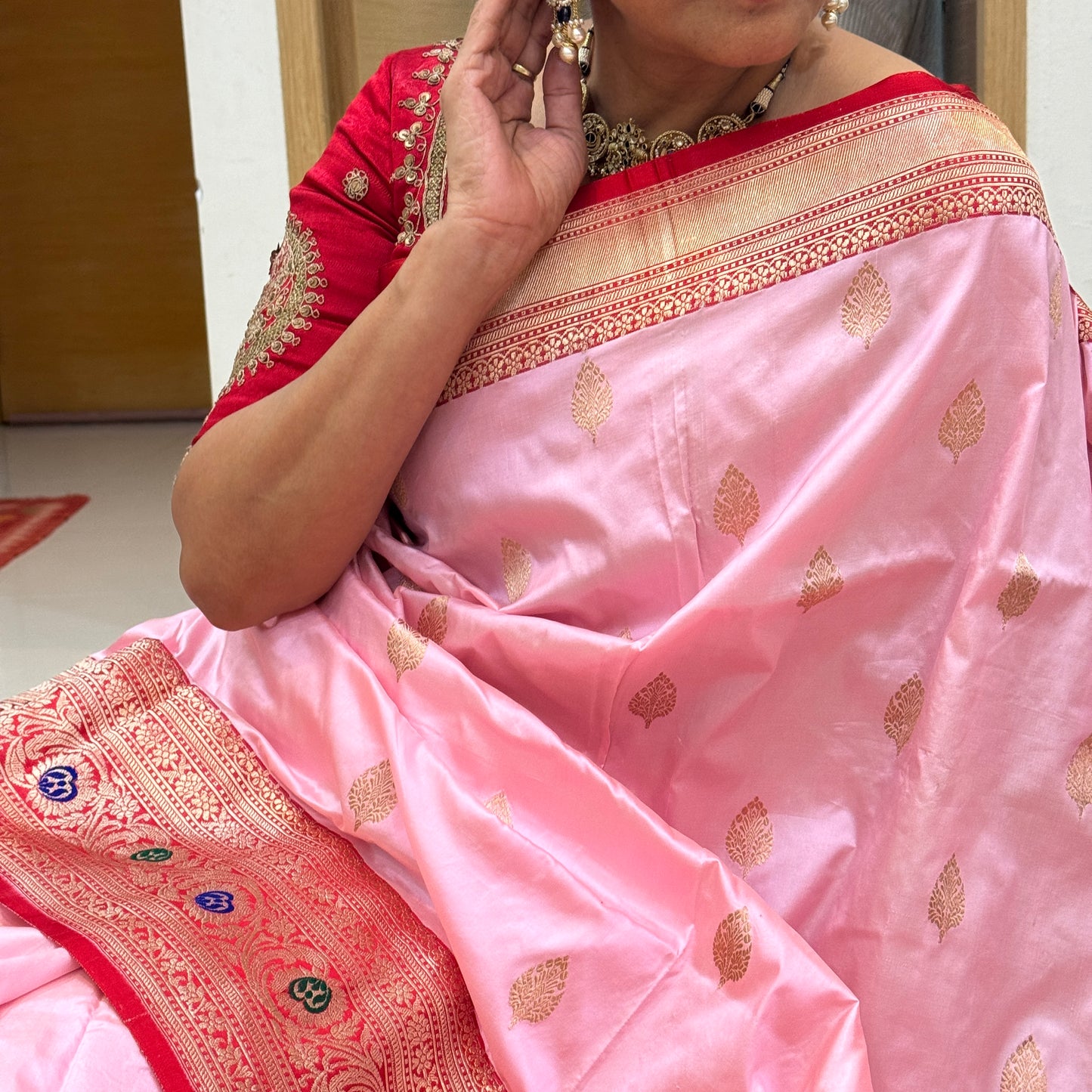 Rupali: Pink Handwoven Banarasi Katan Silk Saree