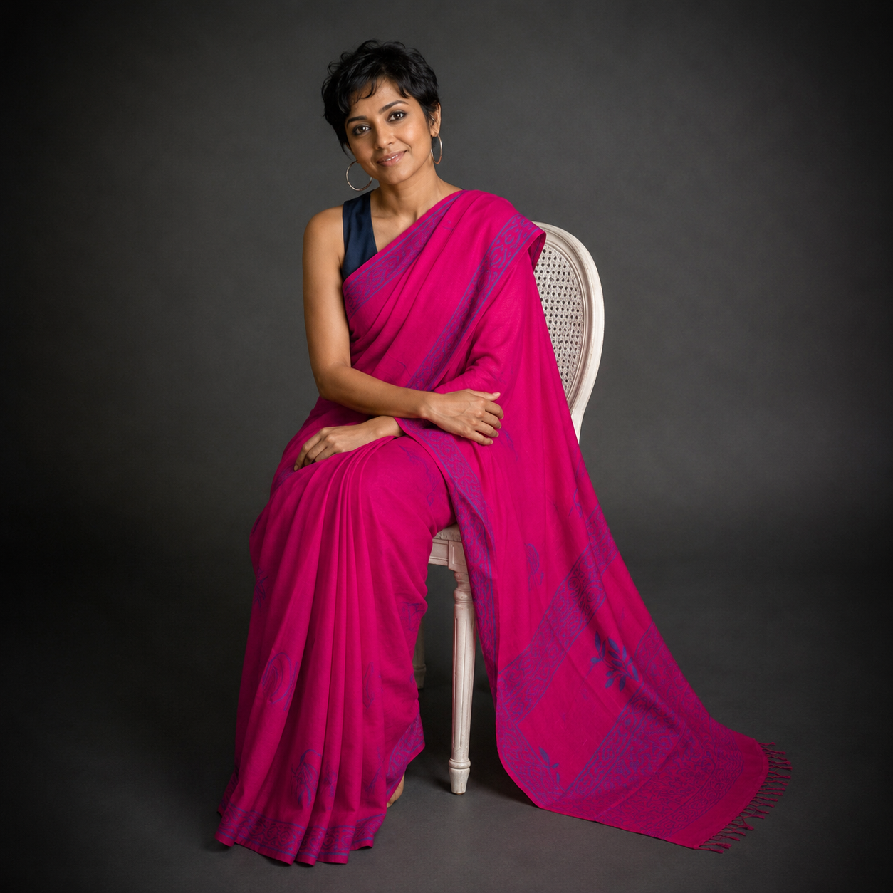 Mallika: Pink Cotton Sanganeri Block Print Cotton Saree