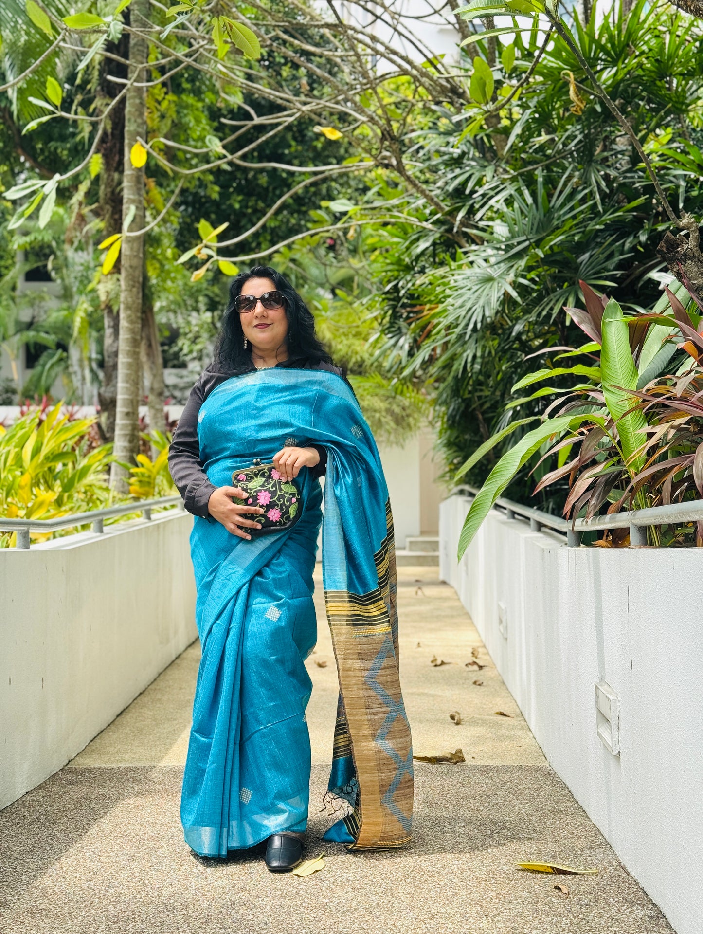 Neela: Blue Handwoven Ghicha Silk Saree
