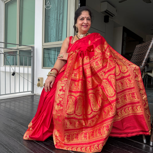 Regalia: Red Baluchari Silk Saree