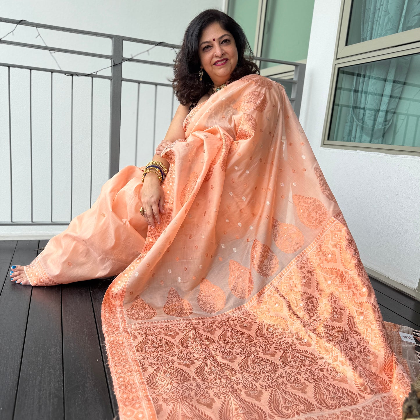 Peach Kesapat Silk Saree