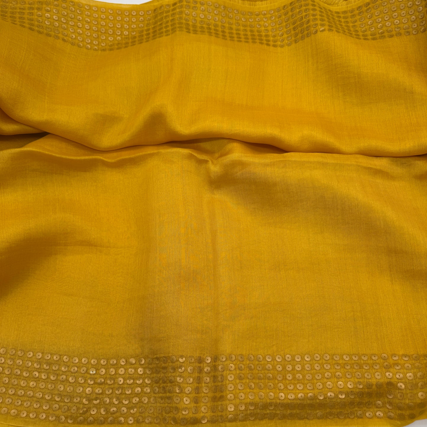 Kanaktara: Yellow Tussar Silk Saree with Sequins
