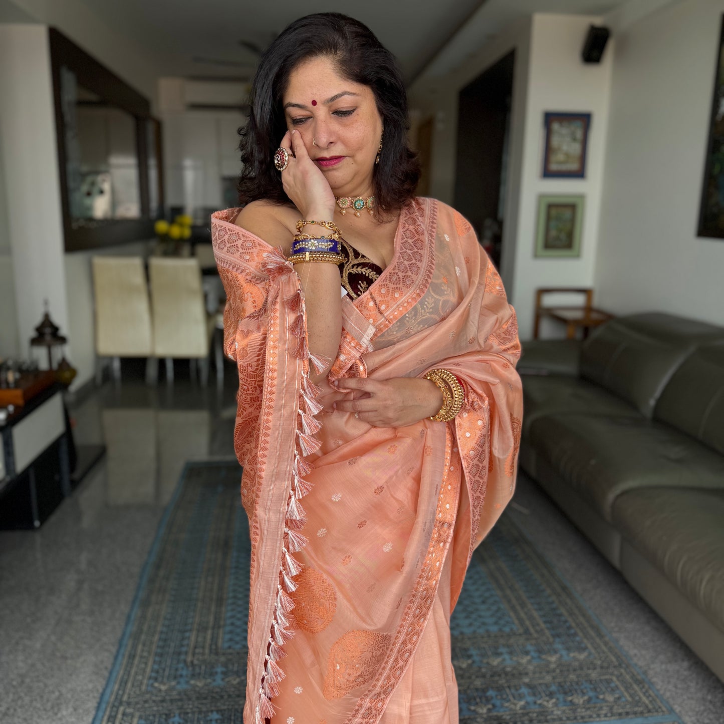 Peach Kesapat Silk Saree