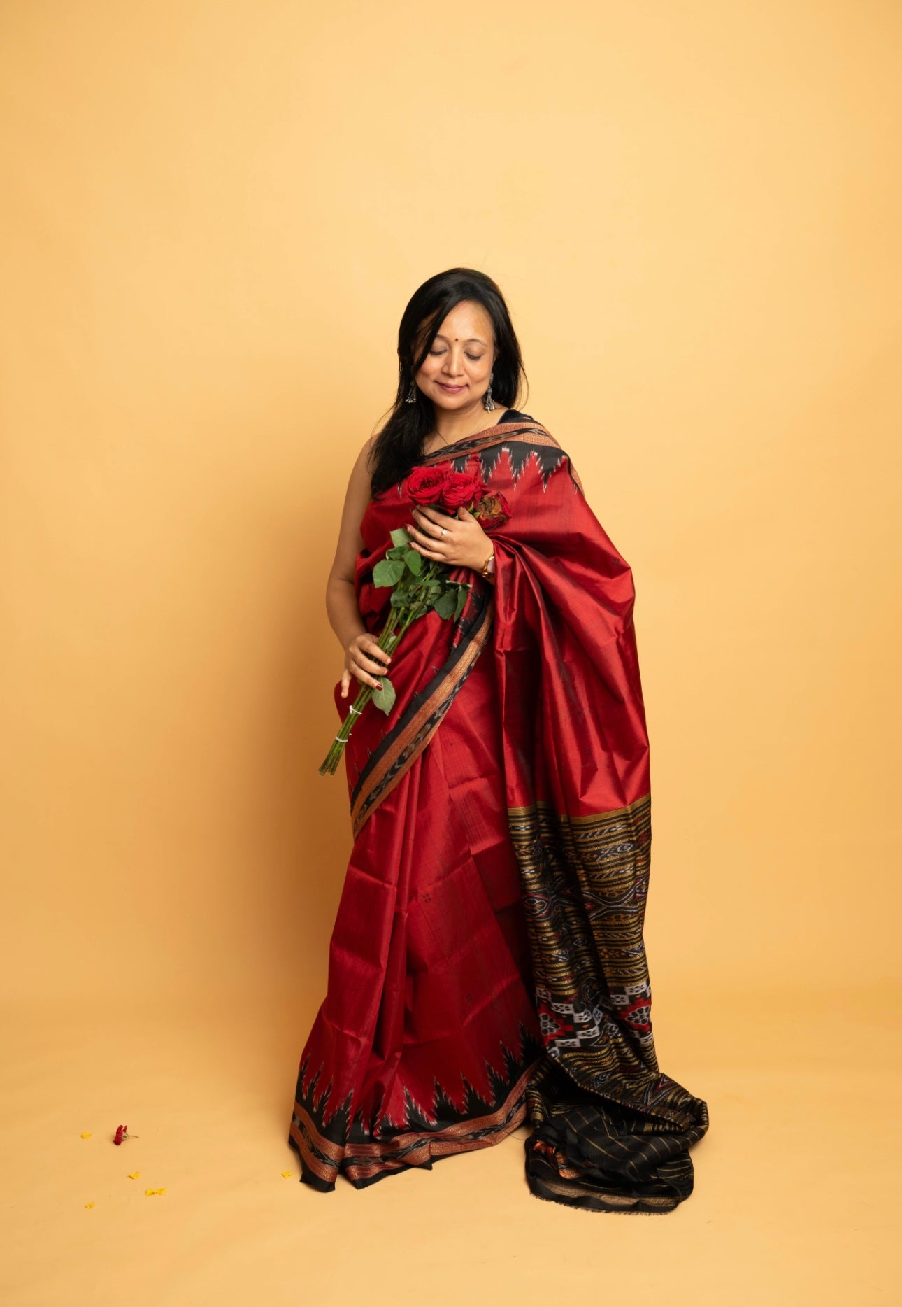 Agnija: Red Sambalpuri Ikkat Saree