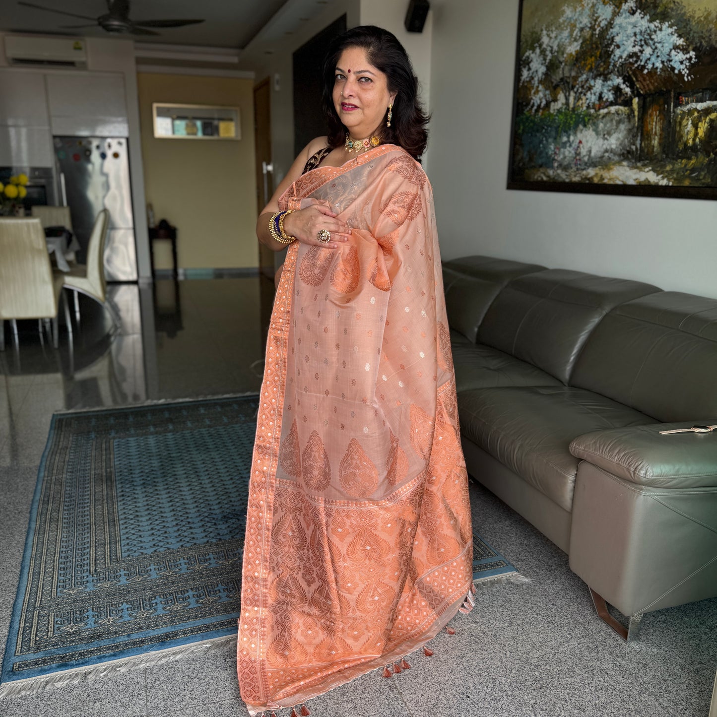 Peach Kesapat Silk Saree