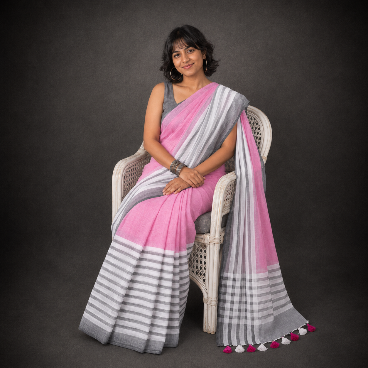 Urmila: Pink Mul Cotton Saree