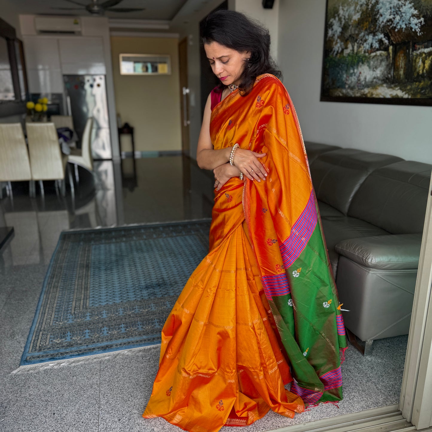 Haldiya: Yellow Katan Silk Saree