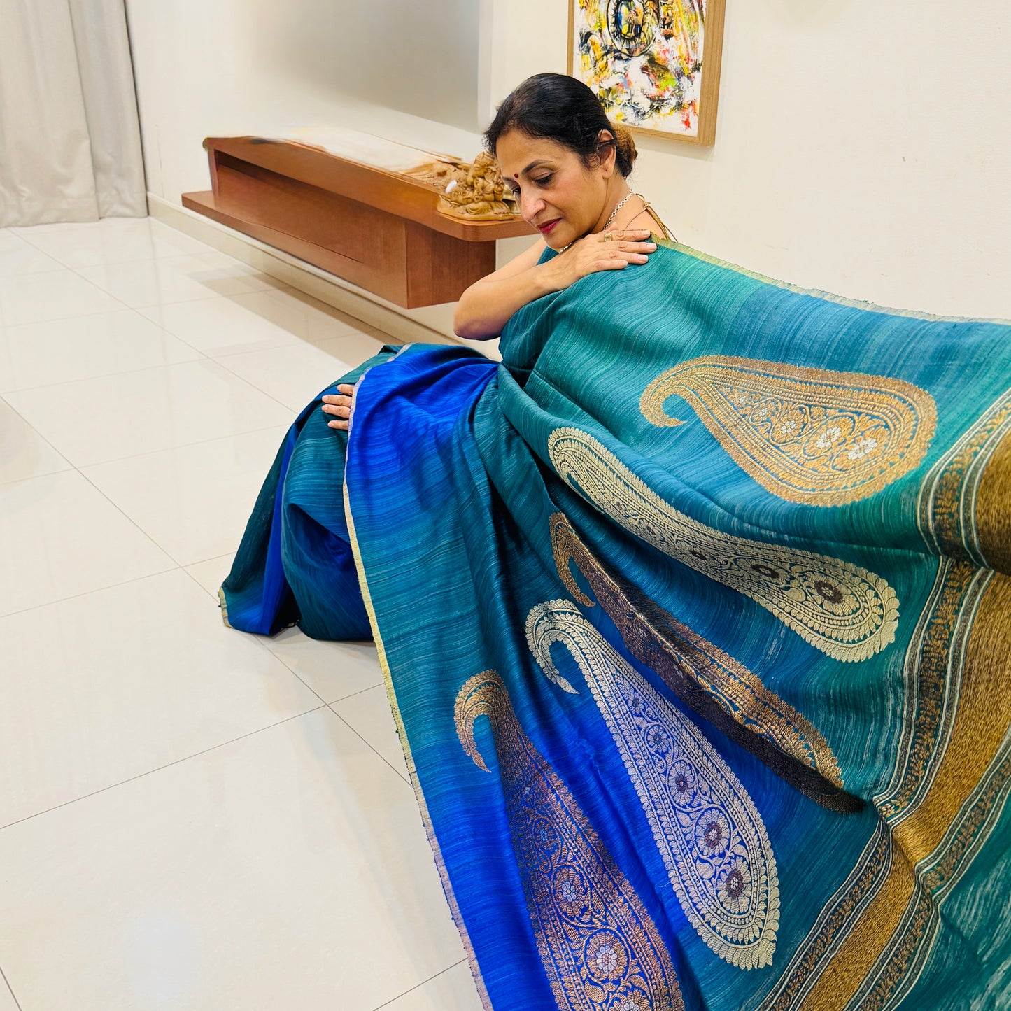 Neelambari: Blue Handwoven Silk Banarasi Saree
