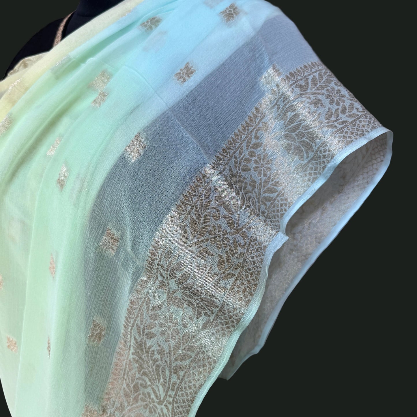 Suhani: Blue & Yellow Chiffon Saree