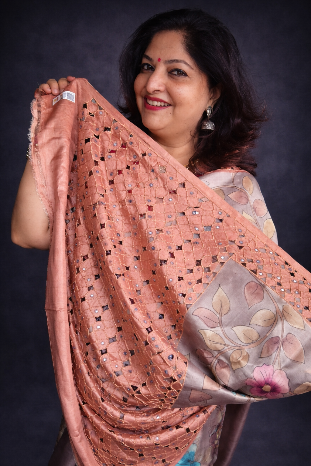 Ishani: Brown Silk Cutwork Saree
